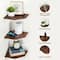Burnt Brown Wall Mounted Wood Floating Corner Shelf Set